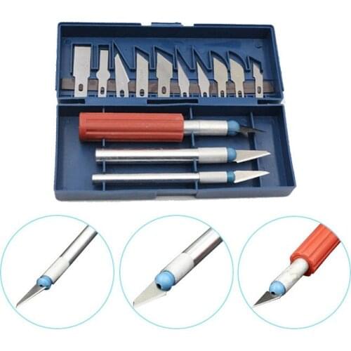 Metal Carving Knife 13pcs Set Multi-Functional Utility Knife Kit with 13pcs Blades 3pcs Handle Model Making Tools Jewelry Tools