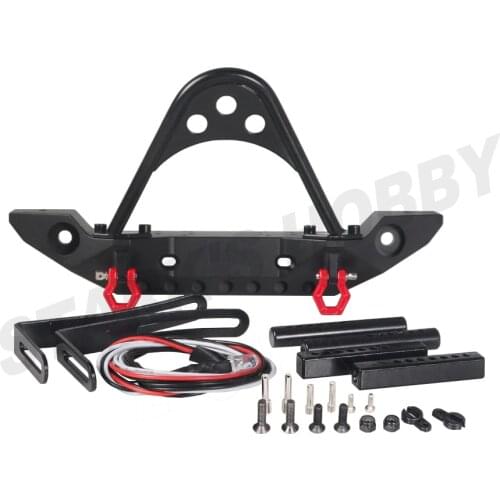 SCX10 Metal Front Bumper with Led Light for 1/10 RC Crawler Car Axial SCX10 90046 Traxxas TRX4 D90 D110 Defender Upgrade Parts