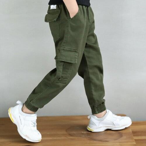 2018 Autumn New Childrens Clothing Boy Big Boy Korean Casual Solid Color Trousers Loose Overalls