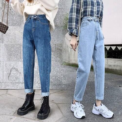 New Vintage ladies boyfriend jeans for women mom high waisted jeans blue casual pencil trousers korean streetwear denim pants