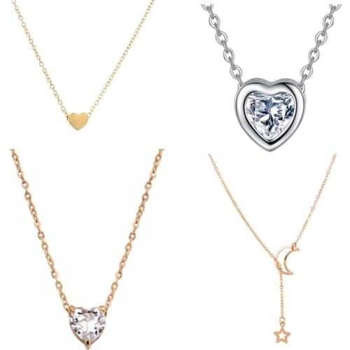 Tiny Moon Star Choker Necklace for Women Pendant on Neck Accessories Heart Zircon Necklace Jewelry Statement Necklace