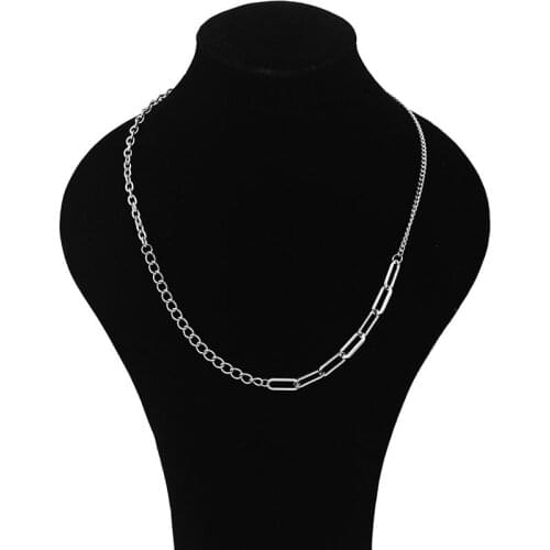 New Basic Punk Stainless Steel Necklace for Men Women Curb Cuban Link Chain Chokers Tone Solid Metal
