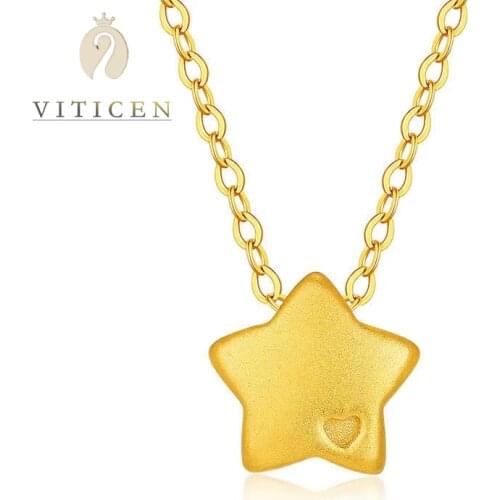 Au750 18K Gold Necklace Anniversary Gift Real 999 Gold Star Pendant Gold Jewelry Neck Pendants For Women Jewelry On The Neck