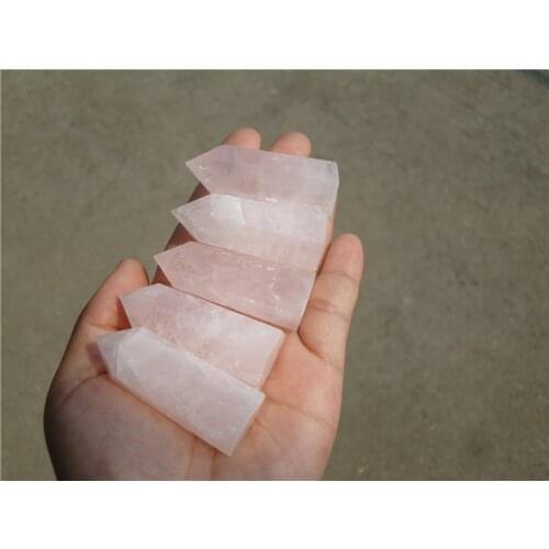 150g 5Pcs NATURAL ROSE QUARTZ CRYSTAL WAND POINT PT1195