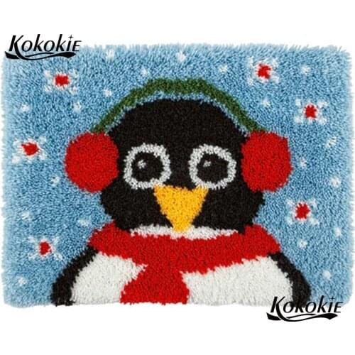 Christmas penguin decoration diy tapijt latch hook rug canvas printing vloerklee foamiran for needlework carpet embroidery kit