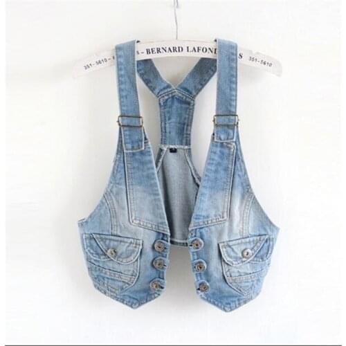 Spring and autumn wild hooded cowboy vest backless female short vest sleeveless denim jacket waistcoat