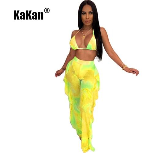 Kakan European and American hollow ruffled jumpsuit suit 2020 summer jumpsuit two-piece suit