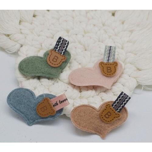 20pcs/Lot 4*2.8cm sweet wool heart Patches for Clothing Iron on Clothes Appliques Badge Fabric Sticker Apparel Accessories