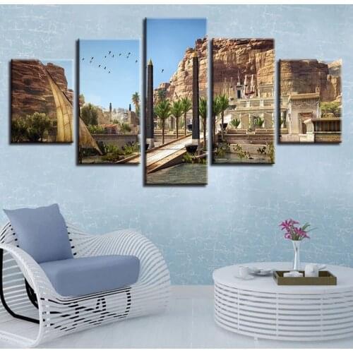 5 Pieces Hd Printing Egyptian Architecture Paintings Wall Art Living Room Home Decor Modular Abstract Canvas Painting No Frame