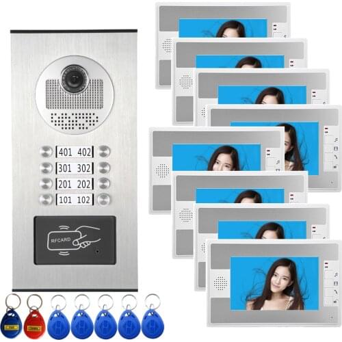 7 inch Wired Video Doorbell Indoor Monitor IR-CUT Rainproof Outdoor Camera Visual Intercom Remote Unlock Video Door Phone