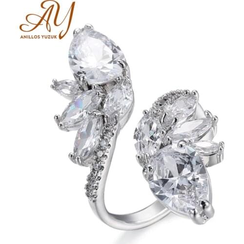 Anillos Yuzu Dazzling Sparkling Engagement Finger Flower Rings For Women Solid Silver 925 Jewelry Wedding Statement Female