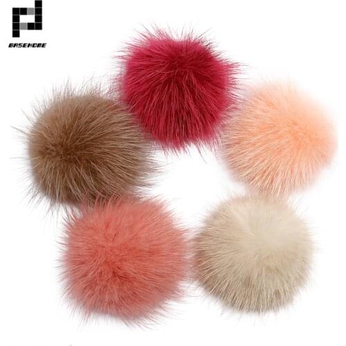 BASEHOME 6pcs/lot 5cm Mink Fur Half Ball Fur Pompom DIY Jewelry Findings Mink Half Ball for shoes Jewelry Cloth Making Craft