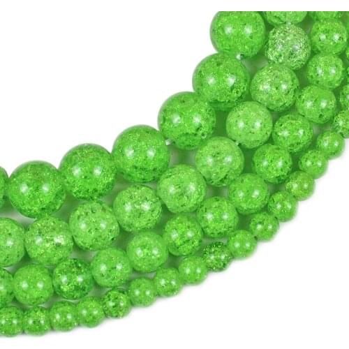 Natural Green Cracked Crystal Stone Beads Round Loose Spacer Beads For Jewelry Making Charm Bracelet Accessories 15"6/8/10mm