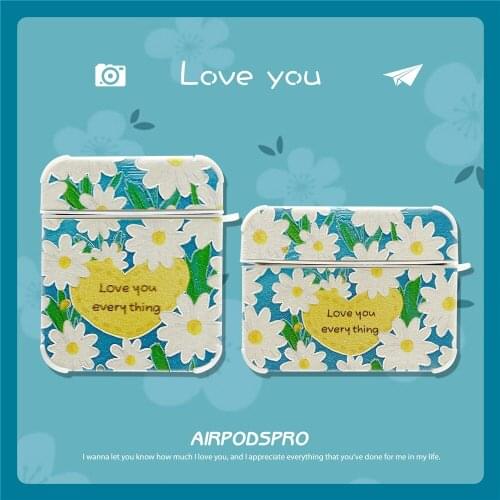 For Airpods pro 3 headset Case Leather Korean daisy flowers Cases For air pods 2 1 Wireless Bluetooth Earphone Protective cover