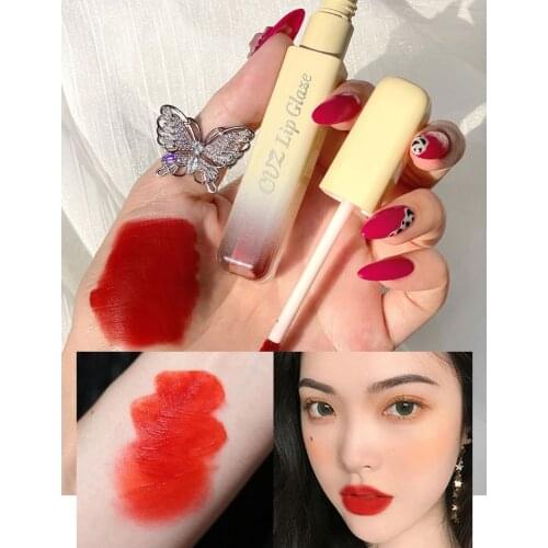 CVZ Korea Cute Cheese Lip Gloss Velvet Soft Matte Lipstick For Female Non-stick Cup Long-lasting Waterproof Red Lip Makeup TSLM2