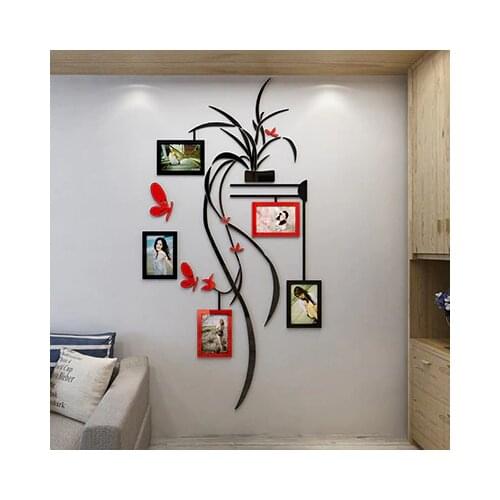 Photo frame Chlorophytum Flower Acrylic mirror wall stickers Bedroom Childrens room DIY decor Living room photo wall stickers