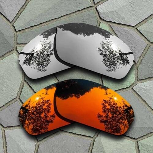 Chrome Titanium&Red Orange Sunglasses Polarized Replacement Lenses for Oakley Half Wire 2.0