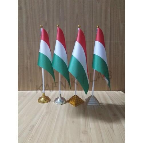 KAFNIK,5/10pcs a lot Hungary table desk flag banner 14*21cm flag /Plastic flags or suction cups for your choice free shipping