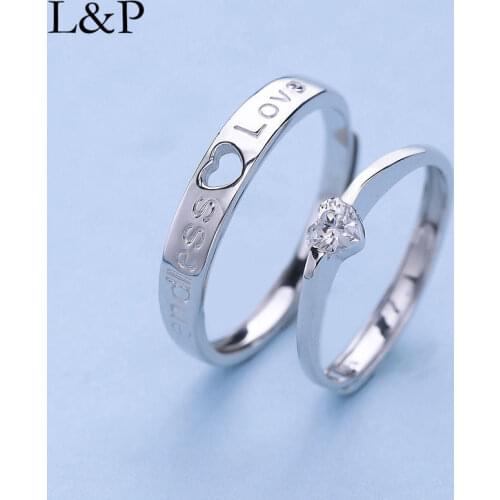 2 Pcs Rings Couple Ring 2019 New Fashion Real 925 Sterling Silver Ring Zircon Jewelry Romantic Imperial Lover Rings Luxury Gift