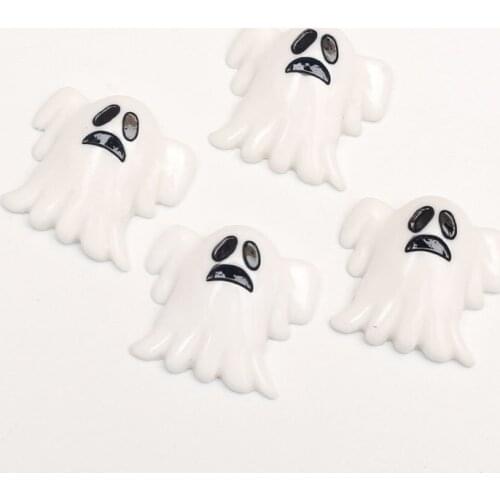 LF 20Pcs Mixed Resin Halloween White Ghost Decoration Crafts Flatback Cabochon Embellishments For Scrapbooking Diy Accessories