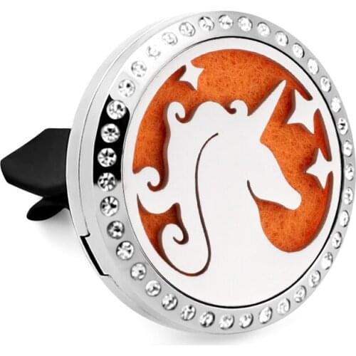 Stainless Steel 30mm Aromatherapy Essential Oil Diffuser Locket Car Vent Clips Magnetic Air Freshener Free 10pads Women Gift