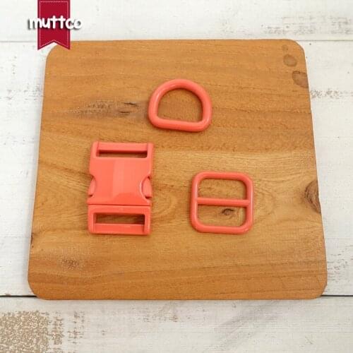 Metal buckle+adjust buckle+D ring) for 20mm and 25mm webbing DIY cat dog collar accessory 7 colours