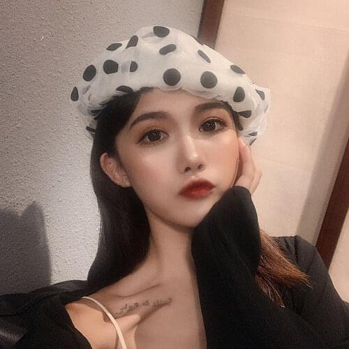 Fashion Organza Dot Beret for Women Autumn Summer New Elegant Gauze Cute Cap French Fashion Mushroom Hat Lolita Cap Women Berets