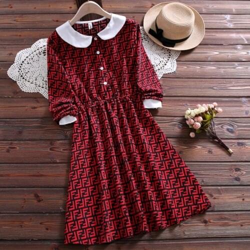 Mori girl autumn fahion corduroy dress new style peter pan collar long sleeve sweet dress