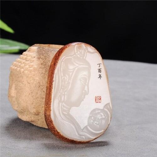 Natural jade hand-carved guanyin white jade pendant necklace emerald pendants jade jewelry men women pendants