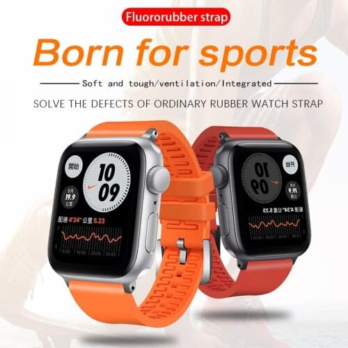 Newest Fluororubber Strap For apple Watch band Silicone 44mm 40mm 38mm 42mm Accessories watchband bracelet iWatch 3 4 5 6 se