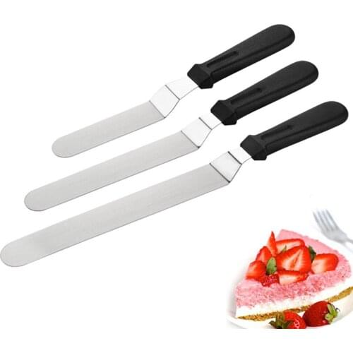 Offset Spatula with Plastic Handle - Professional Cake Decorating Tools - 6", 8" & 10" Stainless Steel Cake Utensils Spatula