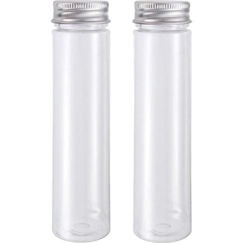 2pcs Flat-bottomed Plastic Clear Test Tubes with Screw Caps Candy Cosmetic Travel Lotion Containers 110ml