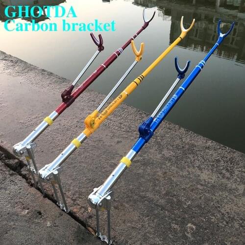 Strong Carbon Fiber Fish Rod Holder Stand Adjustable Telescoping Fishing Rod Bracket 1.7M 2.1M 2.4M