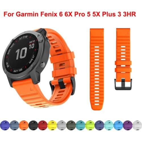 Soft Silicone 26mm 22mm Quick Release Watchband Wriststrap for Garmin Fenix 6 6S 6X 5X 5 5S 3 HR Watch Easyfit Watch Wrist Band