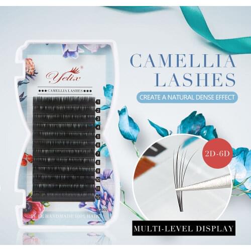 YELIX 3d-6d Camellia Fast Blossom Lashes Volume Eyelashes Fan Eyelash Extension False Mink Eyelashes Individual Fake Lash Makeup