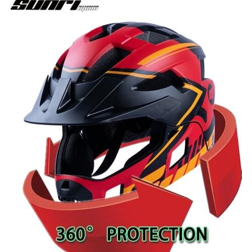 SUNRIMOON Childrens Bicycle Helmet with Taillights Detachable Full face Helmet 360° Full Coverage Protection Capacete Ciclismo