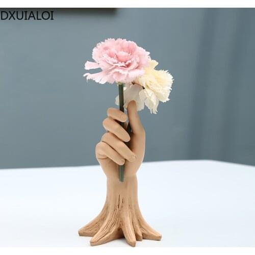 DXUIALOI Modern Simple Creative Handmade Vase Resin Crafts Bedroom Living Room Desktop Simulation Arm Flower Arrangement Vase