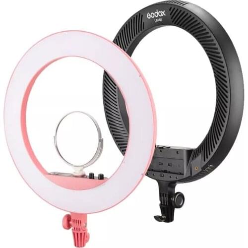 Godox LR160 18W 3300K-8000K LED Ring Light Lamp Color Temperature Adjustable LCD Screen LED Photography Light (Black or Pink)