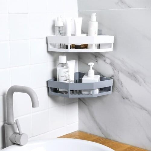Punch-free Bathroom Shampoo Soap Toothbrush Shelf Storage Rack Bathroom Tripod Wall-mounted Corner Bathroom Accessorie Dropship