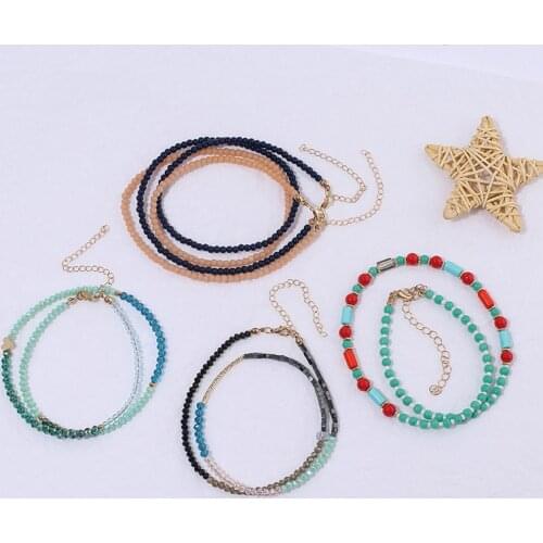 Vintage Charm Statement Necklace Choker For Women Resin Crystal Beads Collar Clavicle Chain Necklace Female Boho Jewelry