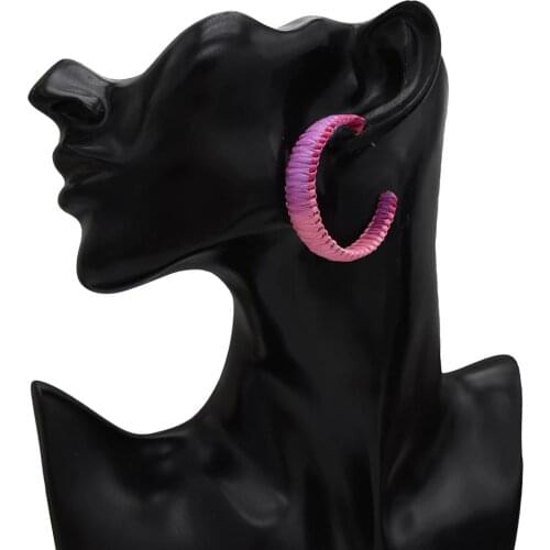 Bohemian Woven Rope Hoop Earrings for Women Handmade pendientes Statement Earring Female Wedding Holiday Party Jewelry Gift