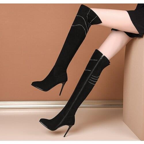 New winter Genuine leather Knee-high boots Women boots Diamond fashion warm Fine with Female boots 100% sheepskin Women shoes