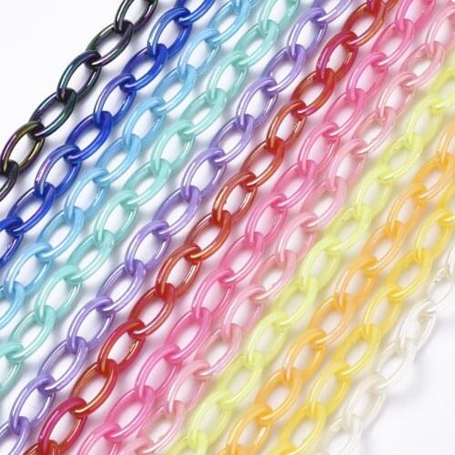 10Strands Acrylic Plastic Opaque Cable Linking Chains Mixed Color for Jewellery Glasses Holder Handbag Strap Making