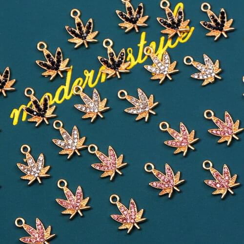 10Pcs/lot Wholesale Trendy Maple Leaf Small Charms For Jewelry Making Bling Leaves Leaf Charm Pendant Bracelet Necklace DIY