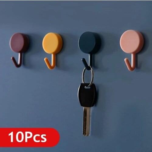 10Pcs Cute Creative Sticker Hook Free Punch Wall Sticker Seamless Hook Key Placement Classification