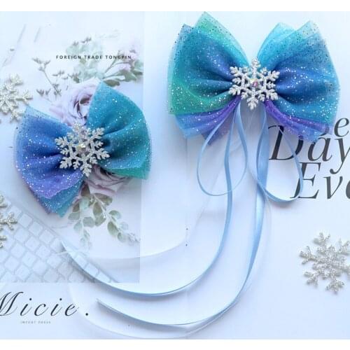 10pcs Christmas Snowflake Hair Accessories Crystal Hair Clips for Women Kids Hair Ties Girls Hairpins Blue Hair Scrunchies