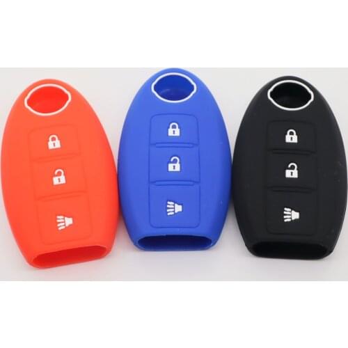 10pcsSilicone Car Remote Key Case Fob Cover For Nissan X-Trail 370Z Cube Micra Qashqai Juke Leaf Tiida Cube Quest Versa 3 Button