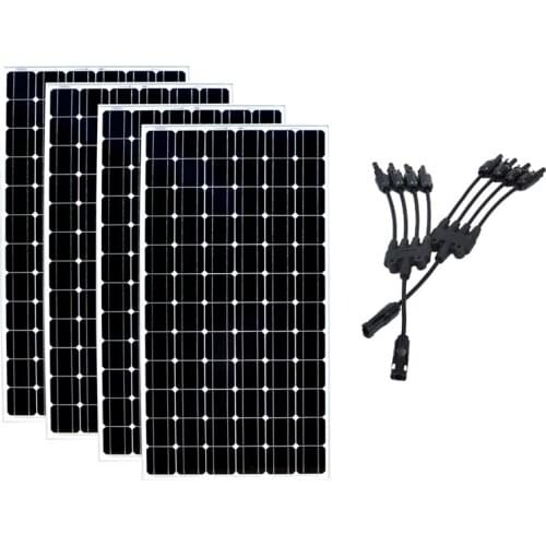 20% Efficiency Solar Panel 24v 200w 4 Pcs Solar Battery Charger 4 in 1 Connector Solar Home System Motorhome Rv Caravan