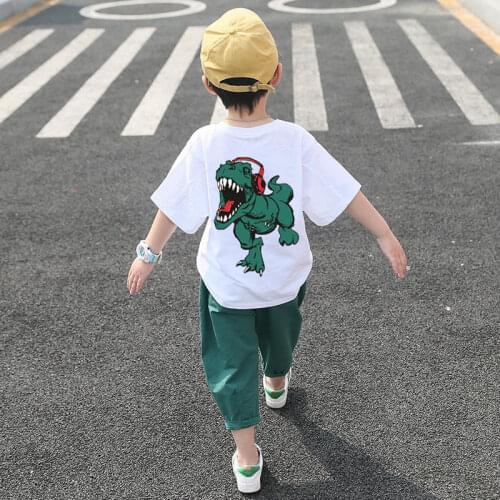 2021 Children Outfit Suit Cute Baby Boys Girls Cartoon Clothes Summer Cotton 3-12 Years Kids Boys Clothes Sets T-shrit+shorts