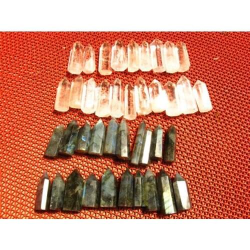 40 NATURAL LABRADORITE- CLEAR QUARTZ CRYSTAL POINT